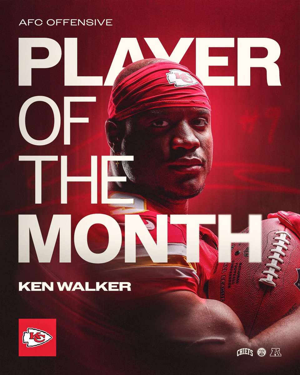 Chiefs's tweet photo. A K9 kind of month.

Congratulations to @Kenneth_Walker9 on being named the AFC Offensive Player of the Month 🏆 https://t.co/RlEHRpFd9S