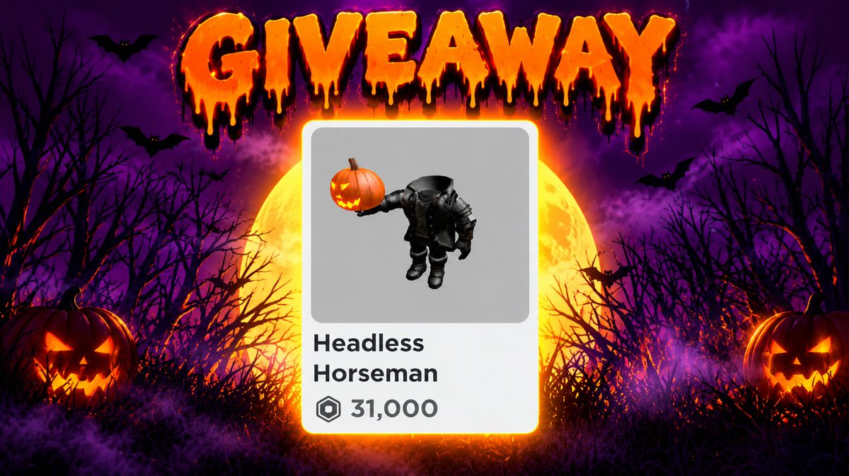MymanJordann's tweet photo. 🎃 HEADLESS HORSEMAN GIVEAWAY

Want to win 30,000 ROBUX? 👀

🩸 Follow @mymanjordann
🎃 Like this post
🔁 Repost this
👻 Reply “DONE” https://t.co/5opZEMjuiK