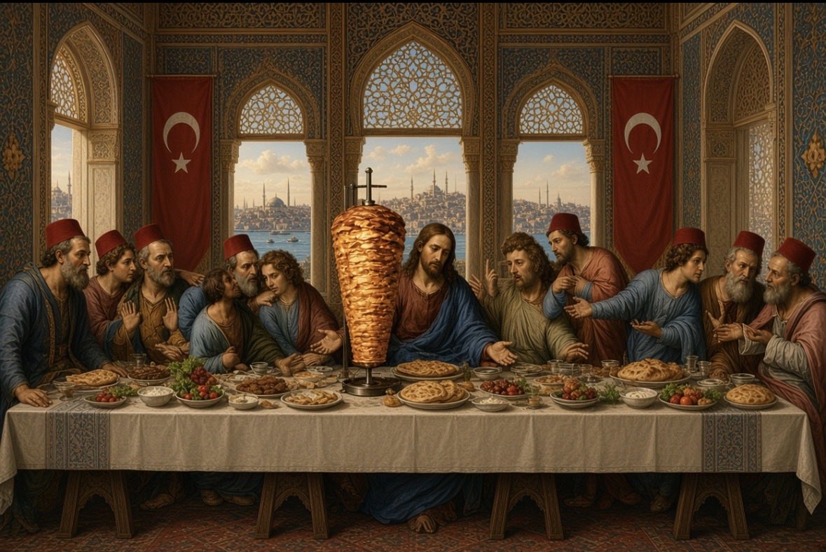 C14Jens's tweet photo. Türkische Gastarbeiter beim letzten Abendmahl. https://t.co/tAE3dUwPpx