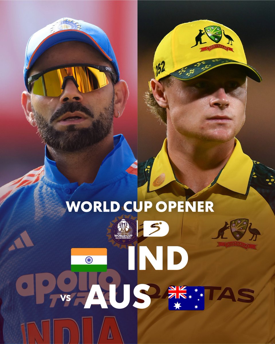 SuperSportTV's tweet photo. 🇮🇳 𝐈𝐍𝐃𝐈𝐀 🆚 𝐀𝐔𝐒𝐓𝐑𝐀𝐋𝐈𝐀 🇦🇺

Two of cricket's giants open #CWC27 at Newlands on the 7th of October 2027 🔥

#SSCricket https://t.co/EW6GecHHCp