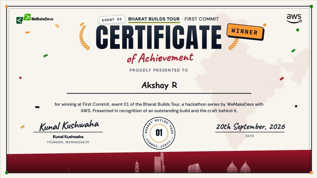 AkshayRsnrp's tweet photo. Super happy to share that we won Best UI at First Commit by @WeMakeDevs × @awscloud!

Had an amazing time building CampusEvac alongside @abhishiv17 and @007_afreen

Big thank you to @kunalstwt, @WeMakeDevs, and the @awscloud team for an unforgettable experience! https://t.co/uZvETQTFlk