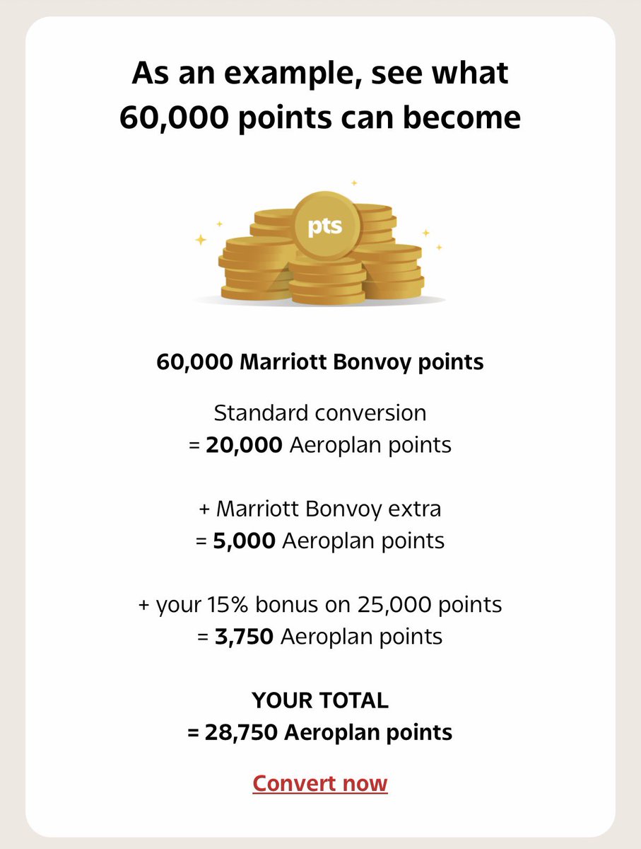 milespointspro's tweet photo. Marriott Bonvoy ➡️ Aeroplan @ 15% more https://t.co/oVD4d8oa5w