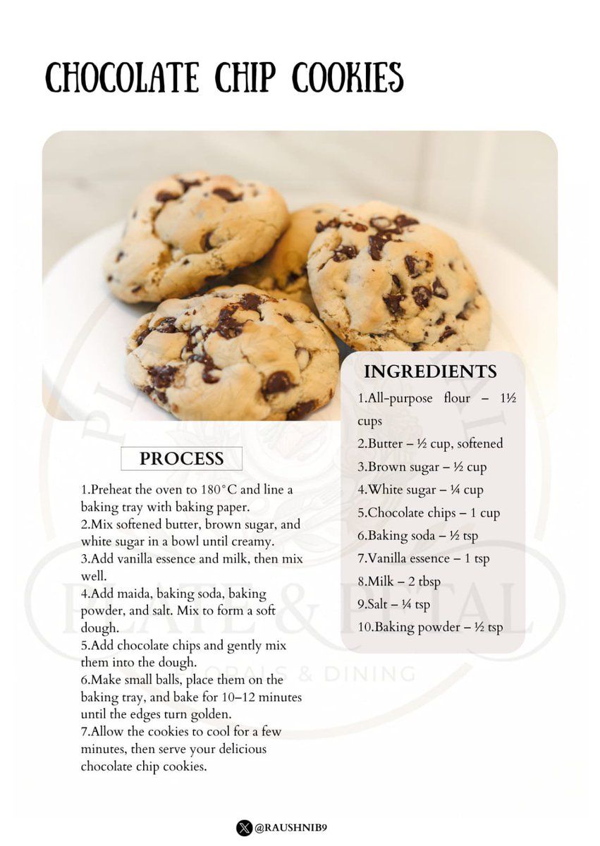Raushnib9's tweet photo. #ChocolateCookies #CookieLovers #Baking
#ChocolateLovers #Dessert #PlateAndPetal 🍪🍫 https://t.co/yP5aRtVYs8