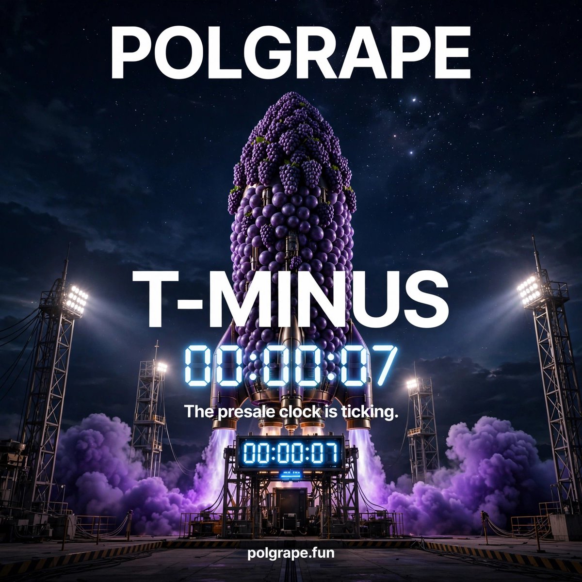 Polgrapefun's tweet photo. 🚀 T-MINUS 00:00:07

The presale clock is ticking. When it hits zero, $PMF leaves the pad.

Board now or watch it fly.

👉 https://t.co/Jt8nZQMzXn https://t.co/cYvkFD0tt9