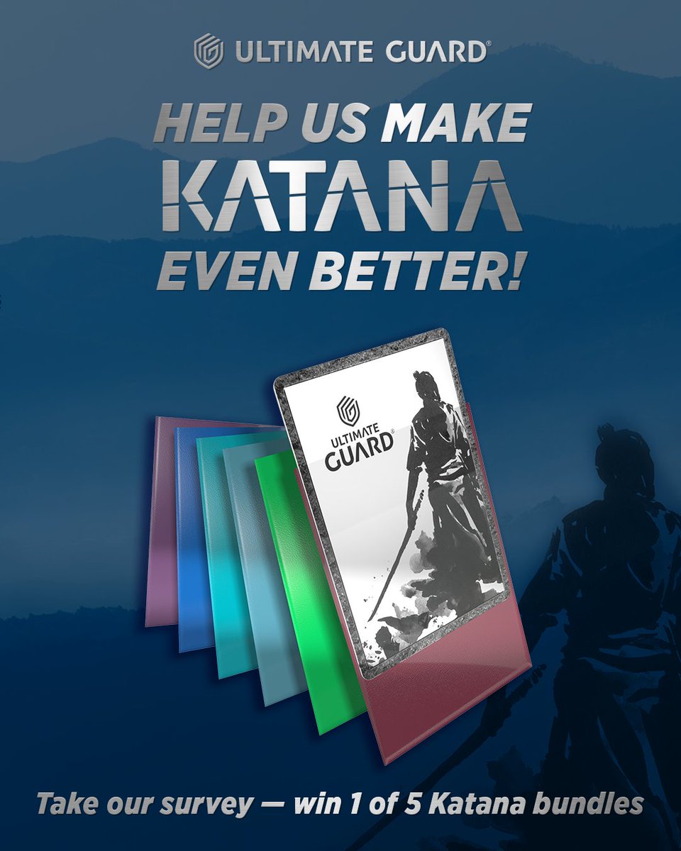 UltimateGuard's tweet photo. Help forge what's next for Katana and get a chance to win!
Tell us what matters most to you in card sleeves and what you'd like to see from us.
The survey runs until the end of November. Winners will be drawn from all participants and notified by email.
https://t.co/cF2hJ5GLjG https://t.co/xeQKb2mUeQ