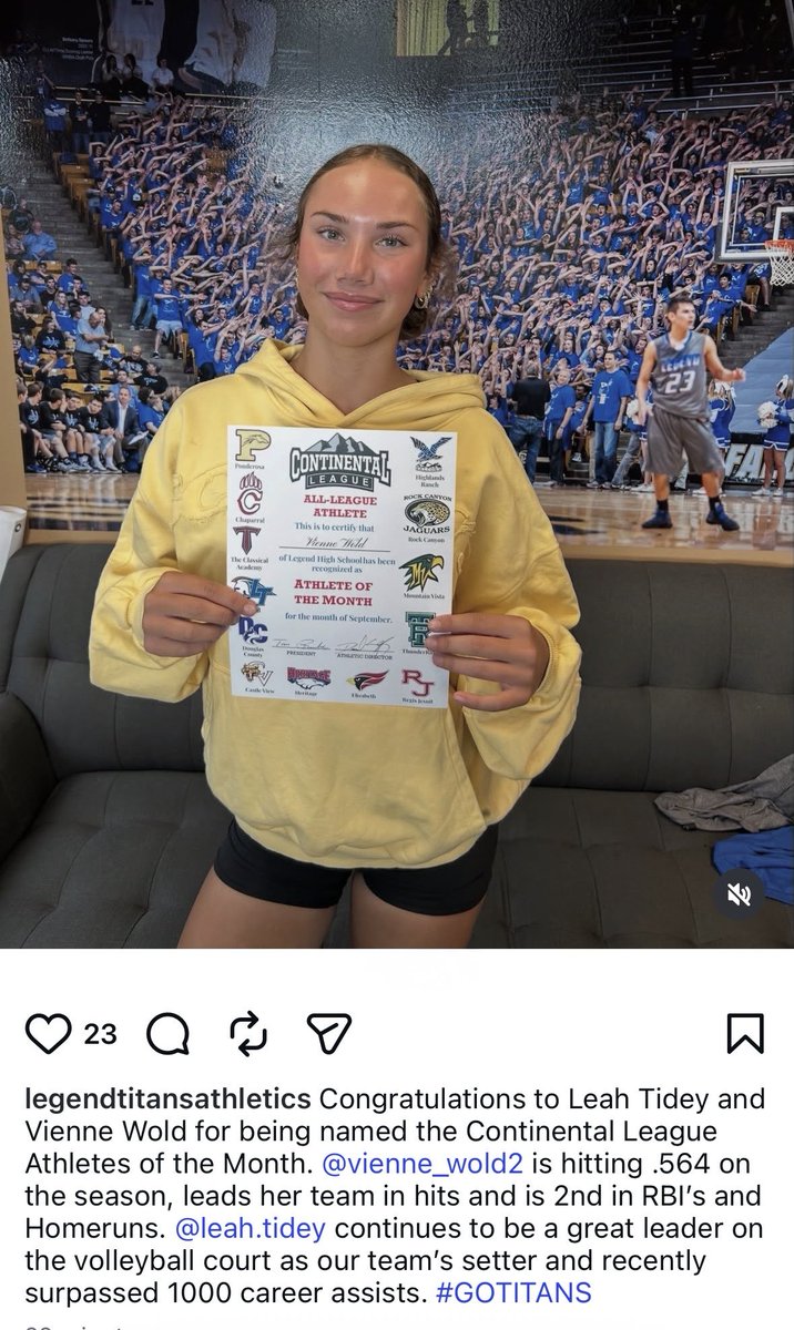 VienneWold's tweet photo. Proud to be recognized as the Continental League Athlete of the month! https://t.co/8AxTzW7Hi1