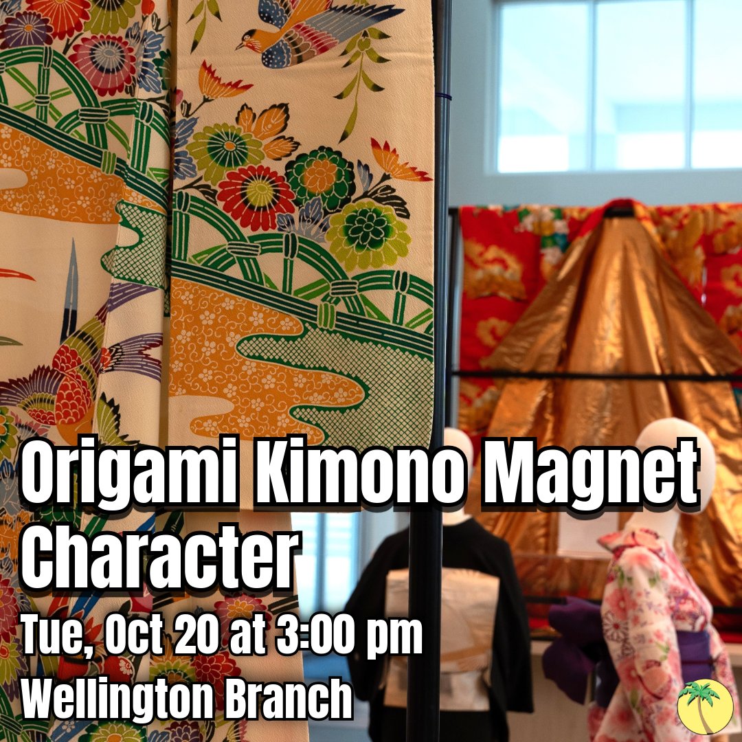 pbclibrary's tweet photo. Enjoy an exhibit from the Morikami Museum and Japanese Gardens while you're at the Library! The Japanese Kimono Traveling Educational Exhibition will be on display at the Wellington Branch. The museum will host events inspired by the exhibition. Preregister. https://t.co/4eBzsPrygv