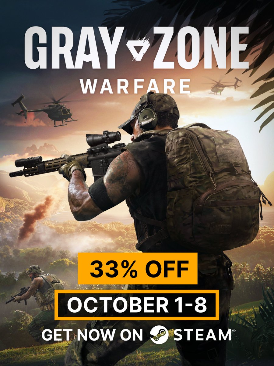 GrayZoneWarfare's tweet photo. Gray Zone Warfare is 33% off until October 8 at 10 AM PDT.

Grab the game ahead of the massive Update 0.5 release:  https://t.co/TU1IWRCaXJ