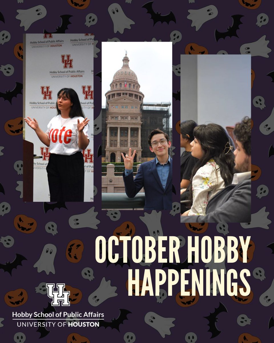 hobbyschooluh's tweet photo. October brings opportunities for workshops, conversations and civic engagement, along with deadlines to recognize public service impact and a lecture with political commentator Chris Stirewalt. See what’s happening this month at the Hobby School at https://t.co/o5s863EdGh. https://t.co/kzp27BFLQb