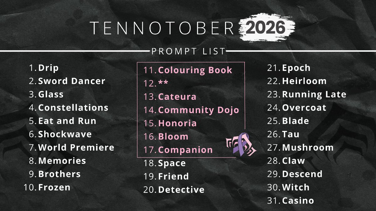 PlayWarframe's tweet photo. Happy #Tennotober2026!

Our annual spin on #Inktober is live. Submit your illustrations and Capturas this month to earn a spooky surprise. Details here: https://t.co/3RTiVMAjme https://t.co/O8RqNVVbqR