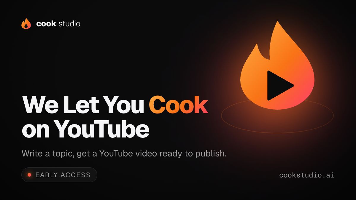 cookstudio_ai's tweet photo. We Let You Cook on YouTube!

Write a topic, get a YouTube video ready to publish.

Script, voiceover, web and archive visuals, AI images and video, motion graphics, typography, music and editing, all from one prompt.

Sign up for early access now: https://t.co/vyKBa1hBJK https://t.co/nntZ6f3GOv