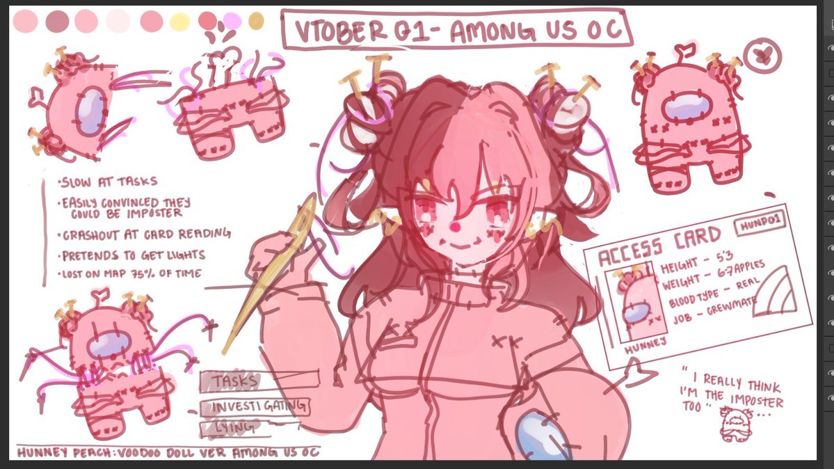HunneyPeach's tweet photo. Day 1 of #vtober 

My voodoo doll ver as an amongus OC.

I’m currently moving 7 states @-@ and drawing on my tablet on the go ^^  I had soo much fun!! I hope to clean this up once I finish moving! https://t.co/KBbo1bkCTT
