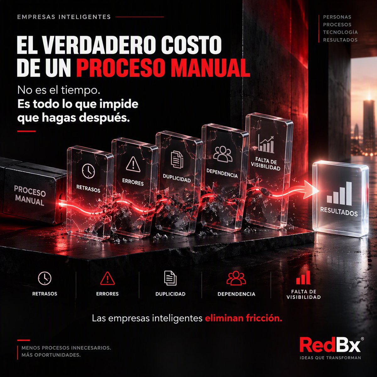 RedBxOficial's tweet photo. El verdadero costo de un proceso manual no es el tiempo.
Es todo lo que impide que hagas después:

🔴 Errores 🔴 Retrasos 🔴 Duplicidad 🔴 Dependencias

Las empresas inteligentes eliminan fricción.
#Productividad #TransformacionDigital #RedBx https://t.co/wiMmmYNuvS