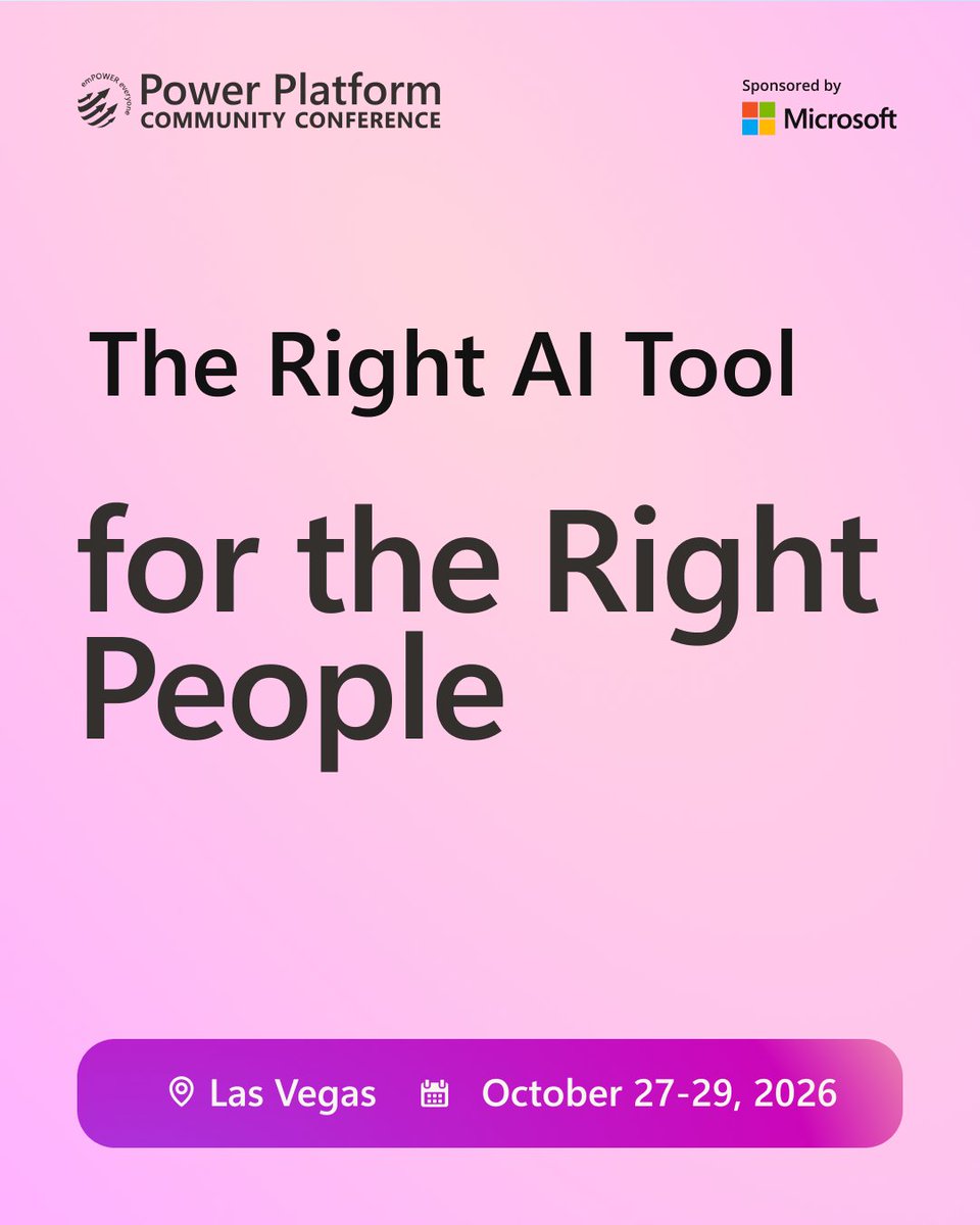 powerplatconf's tweet photo. Register for #PPCC26 https://t.co/qATx0bmXzM Copilot, Cowork, Agents, Copilot Studio... which one goes to whom? This session solves the "what tool when" puzzle, plus the adoption content Microsoft provides and customer-proven best practices. #PowerPlatform #MicrosoftCopilot https://t.co/Tv5J446gdq