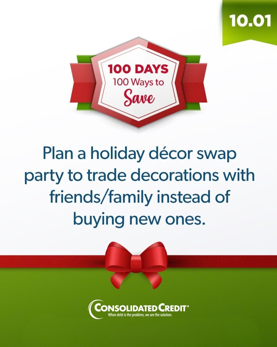 ConsolidatedUS's tweet photo. Day 16—#100Days100Ways
🎀Want a fresh holiday look without spending a dime? Host a decor swap party with friends to trade ornaments and festive items you're no longer using!

Follow for tips + details to win 1 of 3 $100 e-gift cards! Rules:https://t.co/UQMJM15Xqw

#HolidaySavings https://t.co/dxYkP3v0X8