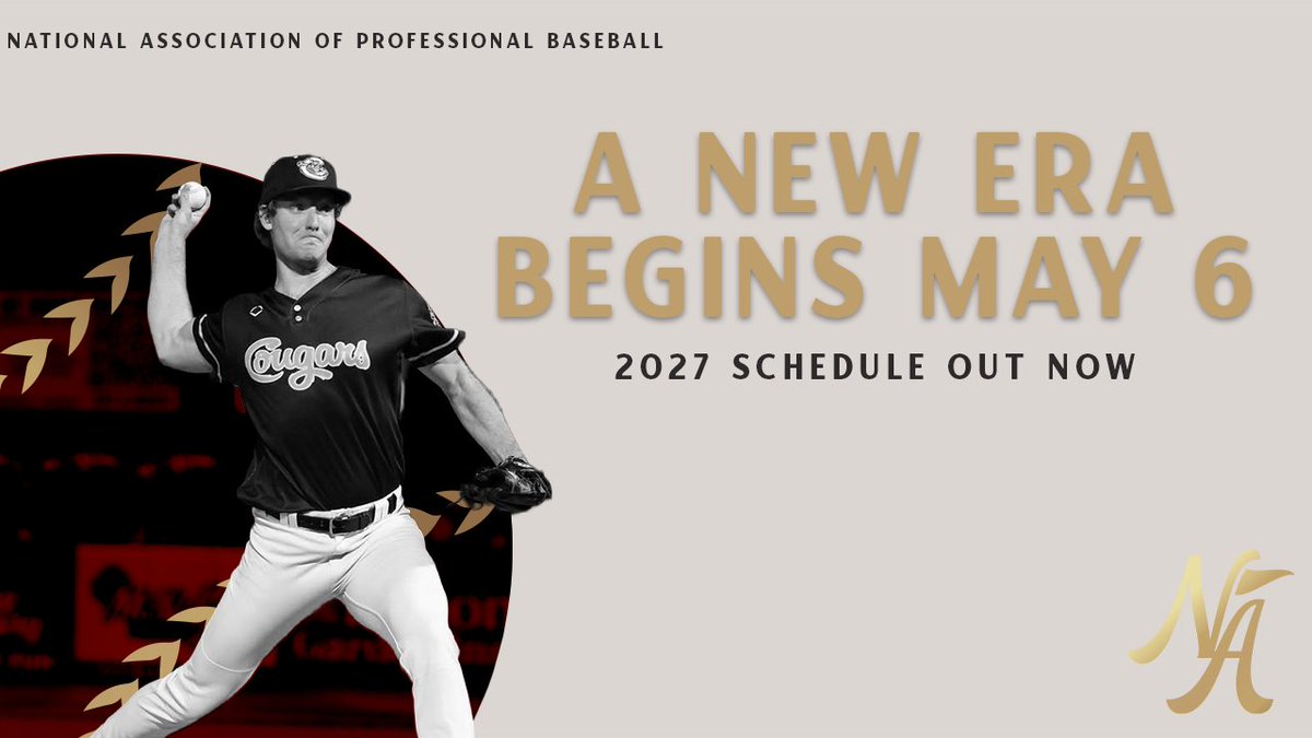 NAprobaseball's tweet photo. A new era begins May 6 ⚾️

The 2027 National Association of Professional Baseball schedule is officially here!

20 teams. 102 games per team. One new era. https://t.co/WSD5a95P07