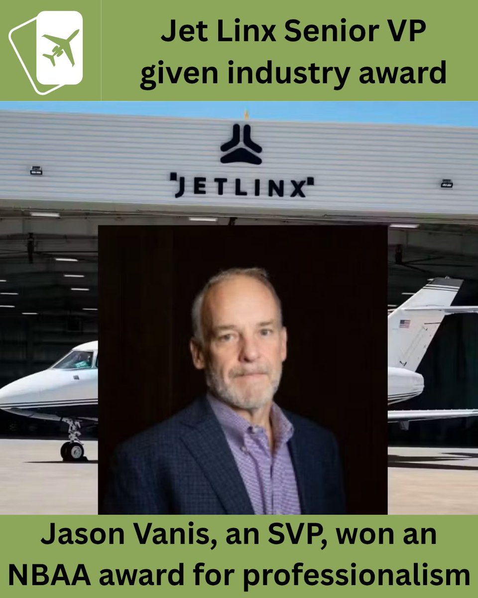 DougGollan's tweet photo. Jason Vanis, a senior vice president at the jet operator, is one of the eight recipients who’ll receive the award at the next NBAA conference. 
https://t.co/QgNBXRMLPf 

#jetcard #privatejet #jetmembership #luxurytravel #businesstravel #privatejets #privateaviation #jetlinx #nbaa https://t.co/gYbnbEU9um