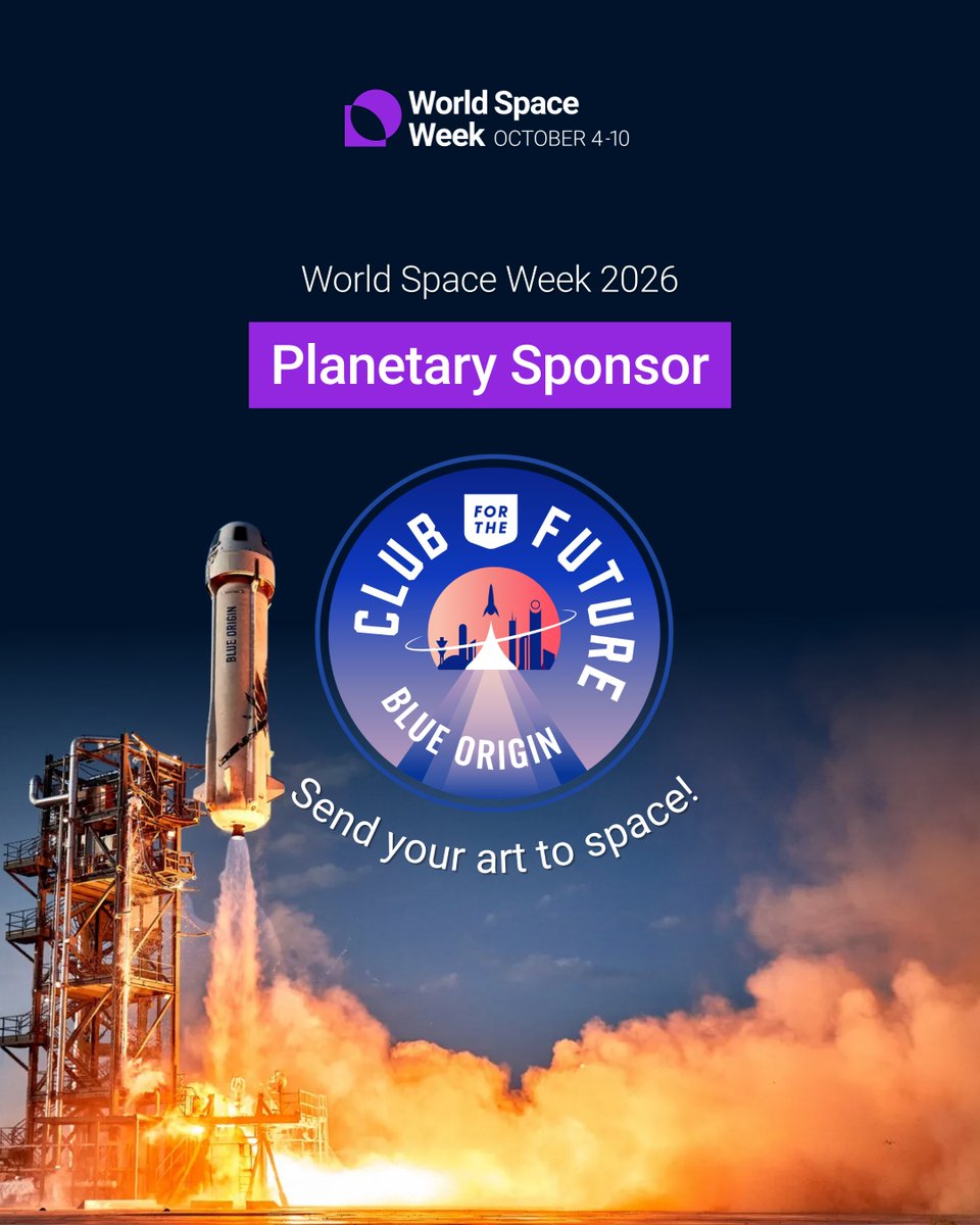 WorldSpaceWeek's tweet photo. 🚀 Your art, in space!

WSW sponsor Club for the Future, Blue Origin’s nonprofit, invites you to draw how space could benefit Earth. Your digital postcard will fly on a future New Shepard mission!

🎨 https://t.co/ER9YjNh6e5

#WSW2026 #RocketRevolution https://t.co/9fQLGrGHw3