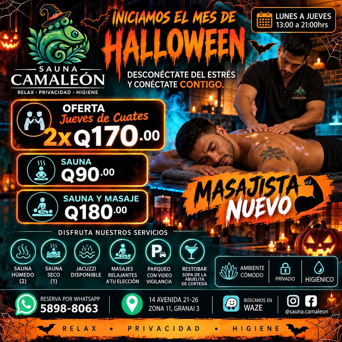 SaunaCamaleon's tweet photo. Te esperamos el día de hoy.!! Ven y disfruta de este jueves..! Aprovecha las ofertas del día de hoy.! #saunatime #saunatimehombres #sauna #saunatime🔥 #after #jacuzzi #saunatimehot @andree_Criss_ https://t.co/I7c1znnYz5