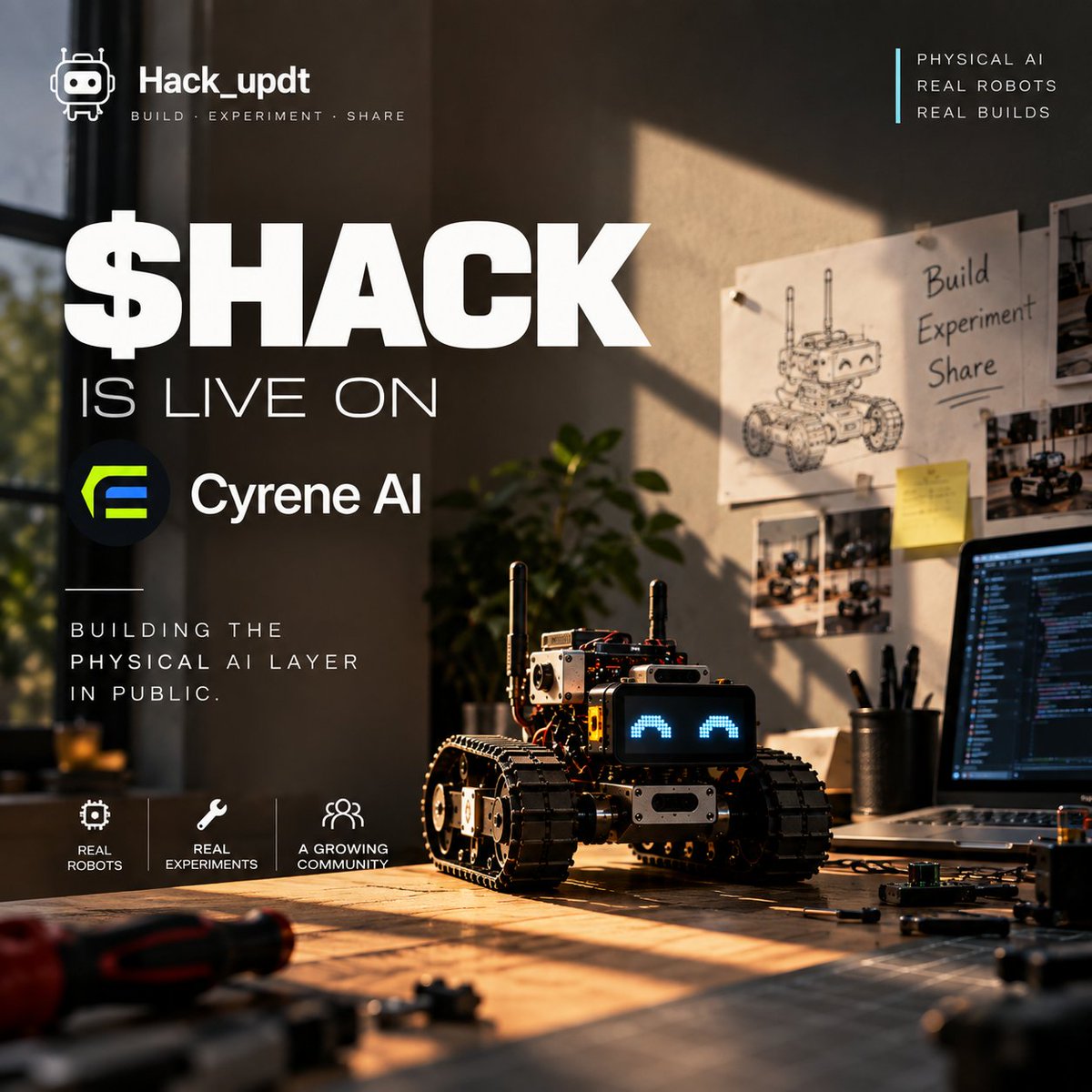 Hack_updt's tweet photo. We are live on @CyreneAI 

CA:  0x833032C47D151B3D742c768e870d190780b30842

Hack_updt is building Physical AI through real robots, hardware experiments, and community-driven innovation powered by $HACK. 🤖⚡ https://t.co/L8rQdzE7Je