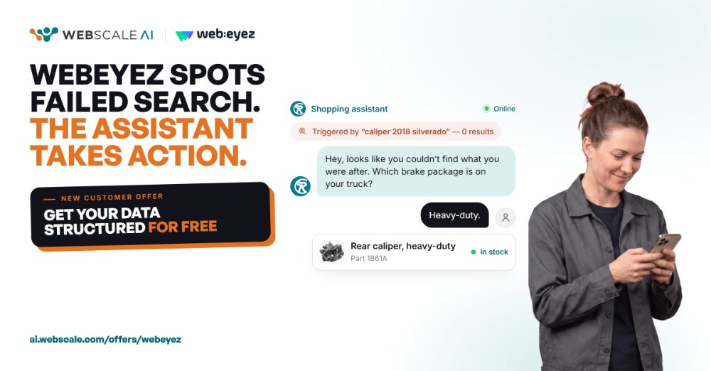 WebscaleNet's tweet photo. Webeyez catches when shoppers hit friction. Webscale's AI Shopping Assistant steps in before they leave.
Detect the problem. Recover the session. https://t.co/O1LrDVexzK