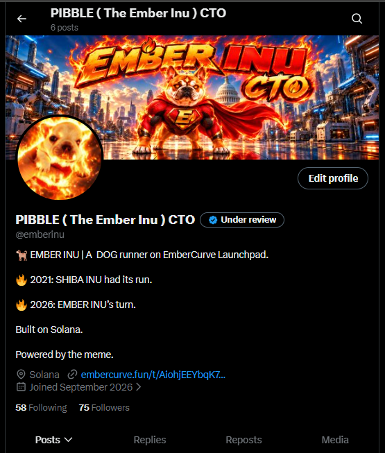 emberinu's tweet photo. 🔥 EMBER INU X ACCOUNT — UNDER REVIEW! 🔥
Another step forward for the solana:5dvXTZ5qwgafnHtwu3Ls3QrWx1U4LQsFeCuJgkk4QEC6 community. 🐶🔥
The official EMBER INU X account is currently showing “Under review” 👀🔵
From a community-driven CTO to building our presence across Solana — EMBER INU keeps moving forward.
🐕 2021: SHIBA INU had its run.
🔥 2026: EMBER INU is writing its own story.
The fire is growing.
The community is growing.
And we’re just getting started. 🔥
PIBBLE (The Ember Inu) CTO
Built on Solana. Powered by the meme. 🔥🐶
solana:5dvXTZ5qwgafnHtwu3Ls3QrWx1U4LQsFeCuJgkk4QEC6 #EMBERINU #Solana #CTO #Memecoin