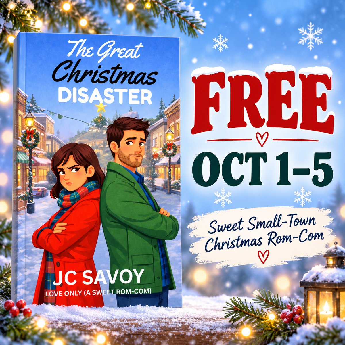 jcsavoyauthor's tweet photo. 📷 FREE OCTOBER 1–5! 📷

She brought forty-seven contingency plans.
He wasn’t one of them. 📷
If you love clean, sweet rom-coms, small-town Christmas chaos, and happily-ever-afters, grab your free copy October 1–5! 📷📷
AMAZON: https://t.co/pd4GtZr7pt https://t.co/W9hMxoqVpA
