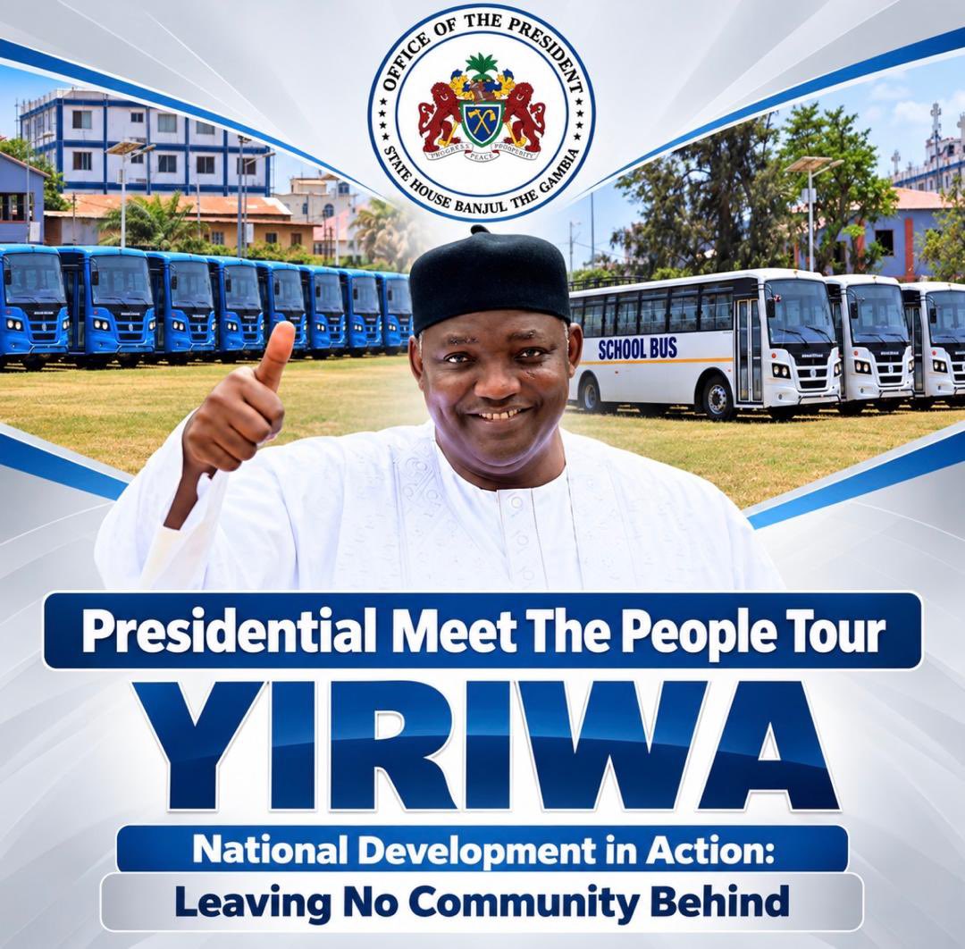 Presidency_GMB's tweet photo. As mandated by the 1997 Constitution of the Republic, His Excellency President Adama Barrow embarks on the Meet the People Tour, from 1st to 19th October 2026. 

Under the theme "YIRIWA - National Development in Action: Leaving No Community Behind" https://t.co/5ebOpcR4wT