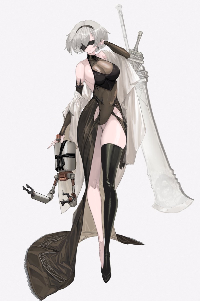Bamuth_sfw's tweet photo. Fan art | 2B   Flowing dress, sharp blade.   Focused on the contrast between soft fabric and cold steel.  
 #nier #2b #fanart https://t.co/rE6hiQkbBO