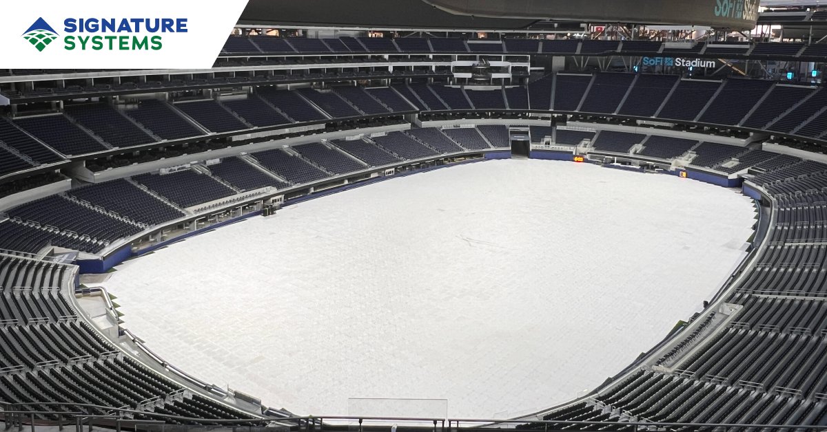 SignatureSystem's tweet photo. Turf gets no do-overs between the final whistle and load-in. OmniDeck panels move fast enough that changeover stops being the riskiest part of the schedule. SoFi Stadium: 5,300+ panels in under 8 hours. 

https://t.co/lSk0NYd1h1

#TurfProtection #EventReadiness https://t.co/CnkXGUrADU