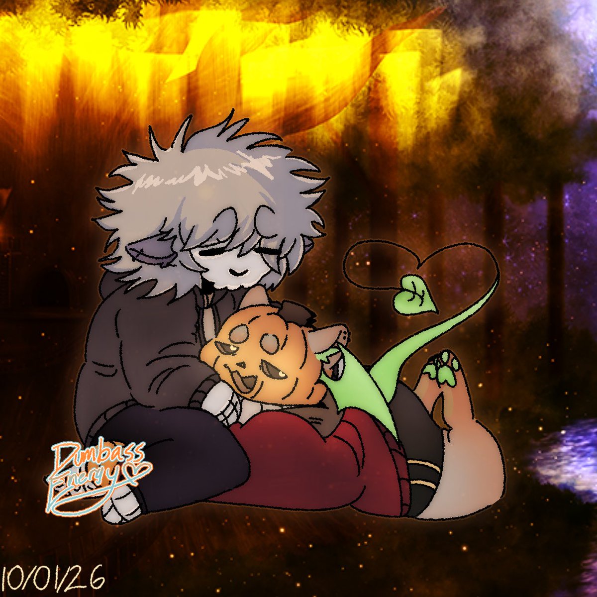 yeenmourge's tweet photo. Woooo *ghost noises* take my pumpkin oc —- props to FELLZEYZ for the poses and hair style :3 https://t.co/qCTYO4o1KQ