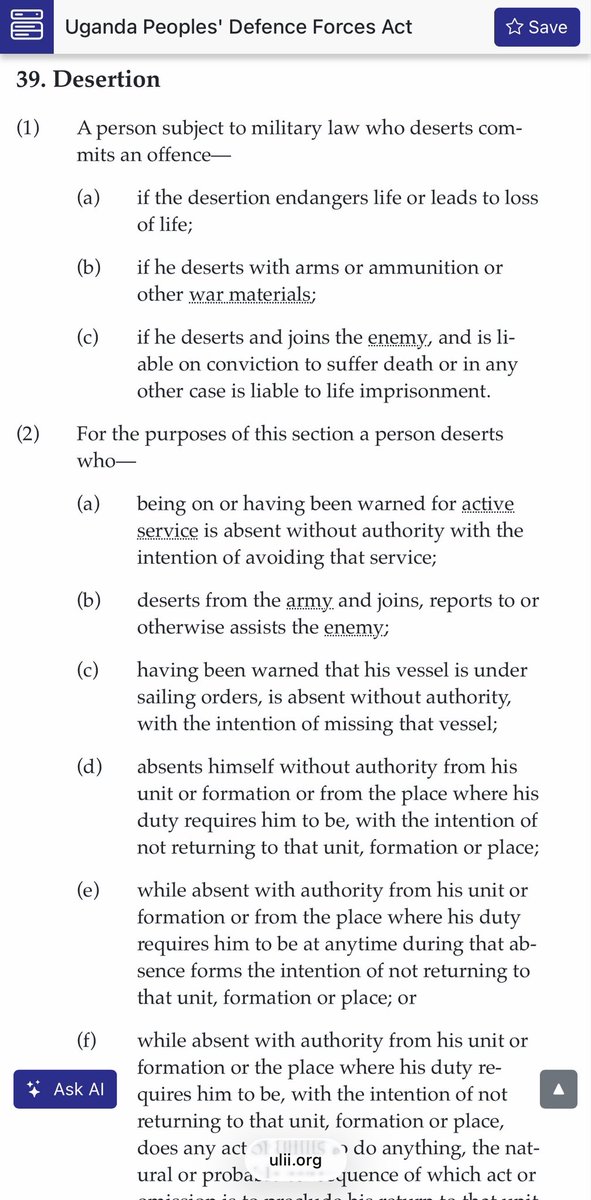 TonyNatif's tweet photo. Lt. Herbert Matanda Mabonga: An Extortionate Fugitive Running From Military Justice OR a Hero With a Cause? 

Afande Chris Magezi has issued a strongly worded statement refuting videos and written statements flying around social media, with a former military intelligence officer, Lt. Herbert Matanda Mabonga, alleging torture and abductions on the part of @MODVA_UPDF, the institution that Afande Magezi speaks for. (See Frame 1)

I don’t know whether it is what he meant or not but this statement by Afande Chris Magezi communicates a few things, to wit:

1-That Lt Mabonga was indeed an intelligence officer attached to the Chieftaincy of Defense Intelligence and Security until recently in April 2026. 

He was relatively junior but not too junior in rank. 

That puts him in a unique position of linking with the relatively higher-ups and the low ranking officers. 

It also means, he could run some errands for his superiors while also transmitting their orders to the juniors. 

Officers from that rank up to Colonel are like the mid-level managers of institutions; the ones that know where operational skeletons are buried. 

That revelation lends credibility to Lt Mabonga more than it discredits him. He was there. Whether what he says is accurate is a completely different debate but what’s not in doubt, per the Mary spokesman, is that Lt Mabonga was part of the thing of which he speaks. 

2-That upon transfer, Lt. Mabonga chose to not show up for duty at his new station. 

Now, this is a bit of a mixed bag. 

You might remember that some time back, disgraced Military General, Maj Gen James Birungi, was yanked from his leadership position at CMI, circa April 2025, thrown in the same mountain division Lt Mabonga was transferred to (April 2026), then quickly dispatched to Burundi as a Military attaché. 

He was later arrested and charged for all manner of things, including treachery. 

He was accused of planting bombs that killed civilians, just so he could create the impression of insecurity and get his budget increased.

He’s still facing these charges in the Military Court. (See Frames 2 and 3)

What Afande Magezi’s statement doesn’t say is that Lt Mabonga served in the institution that Maj Gen. Birungi led.

Was he therefore, a major part of these nefarious activities or are these among the activities he says he wrote numerous dossiers about that then got him a promised meeting with @KagutaMuseveni, which meeting never materialized?

It also got him sent on a “mini-vacation” to this alleged basement in Entebbe from where he wrote love letters to some prisoners like Mr Muwanga Kivumbi.

Are these some of the activities Afande Magezi refers to as criminal activities, including “extorting funds from business groups and individuals in Kampala”? 

Was Lt Mabonga ever sanctioned for these alleged crimes or was the transfer to mountain division all the “punishment” he was gonna get? 

Was this merely an afterthought on the part of Afande Magezi and his bosses after they realized the junior military officer had gone rogue? We can’t know, for now.

But what we do know is they haven’t really brought evidence to refute the authenticity of the videos shared, save for blanket statements calling them forgeries. 

3-The statement indeed backs up Lt Mabonga’s statements that he deserted. The reasons differ. The military considered his absence at his new posting an act of going AWOL then later upgraded it to desertion; a crime in the military. 

The penalty for that, depending on aggravating factors can go up to life in prison and even death. (See Frame 4)

Now, over here in our own dungeon, we can’t quite say as to who is speaking the full truth and who is spinning. Only time will tell. 

But we hope some modicum of peace, order and respect for human rights reigns; for the sake of the occupants of UG, this part of the rock (earth)-that we all love and call home. 

Signed; 

The EVER drunk and utterly confused crew at #KalebuleHQ

Rukundo Egumeho ✌🏾