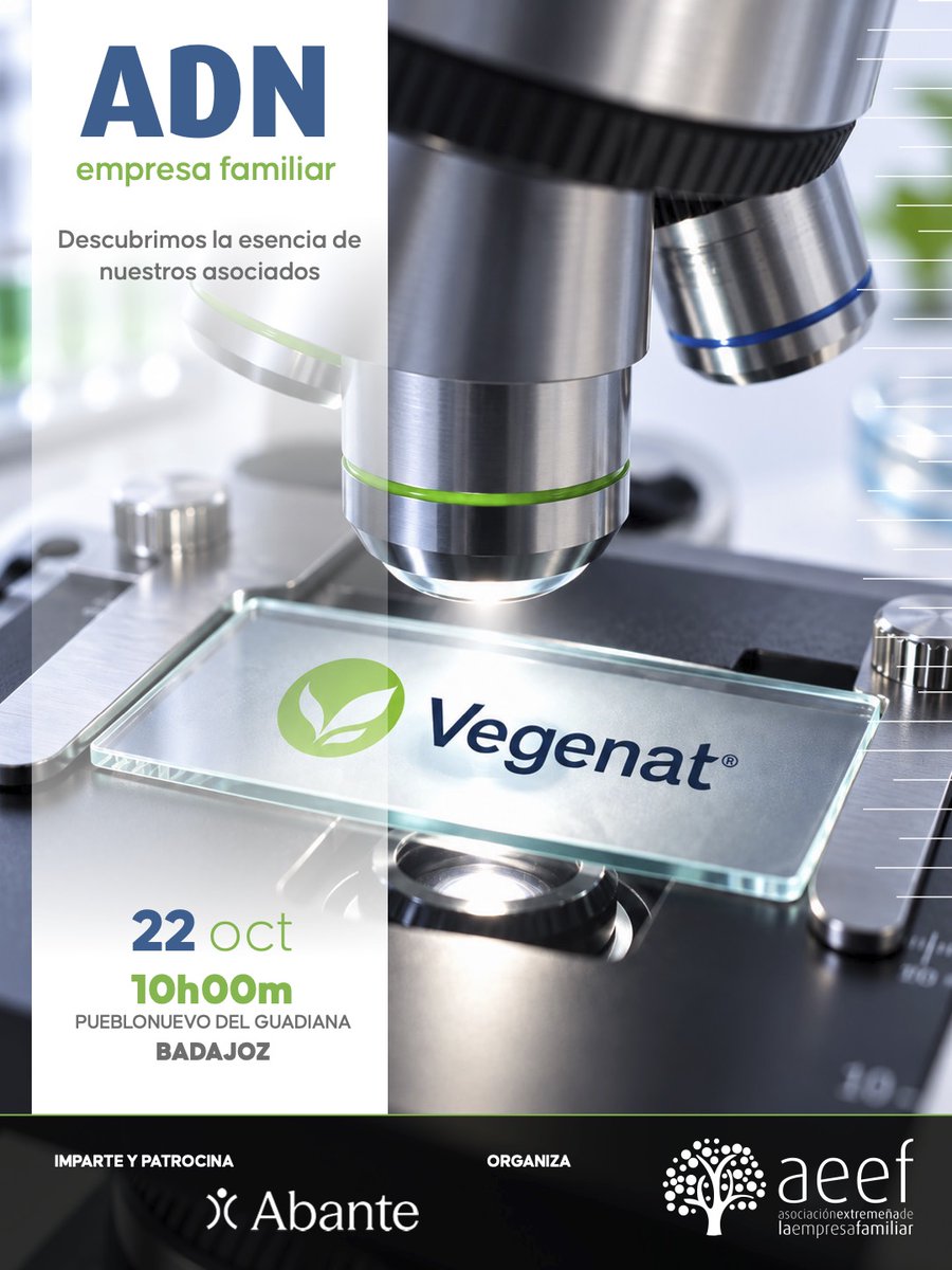 AeefExt's tweet photo. 🧬 ADN Empresa Familiar | Vegenat

El próximo 22 de octubre ponemos en marcha la jornada ADN Empresa Familiar, una iniciativa de AEEF que nace con un objetivo muy claro: acercarnos a nuestras empresas asociadas... +info: https://t.co/LBA1wyN8lX https://t.co/qSA9YMWV4v