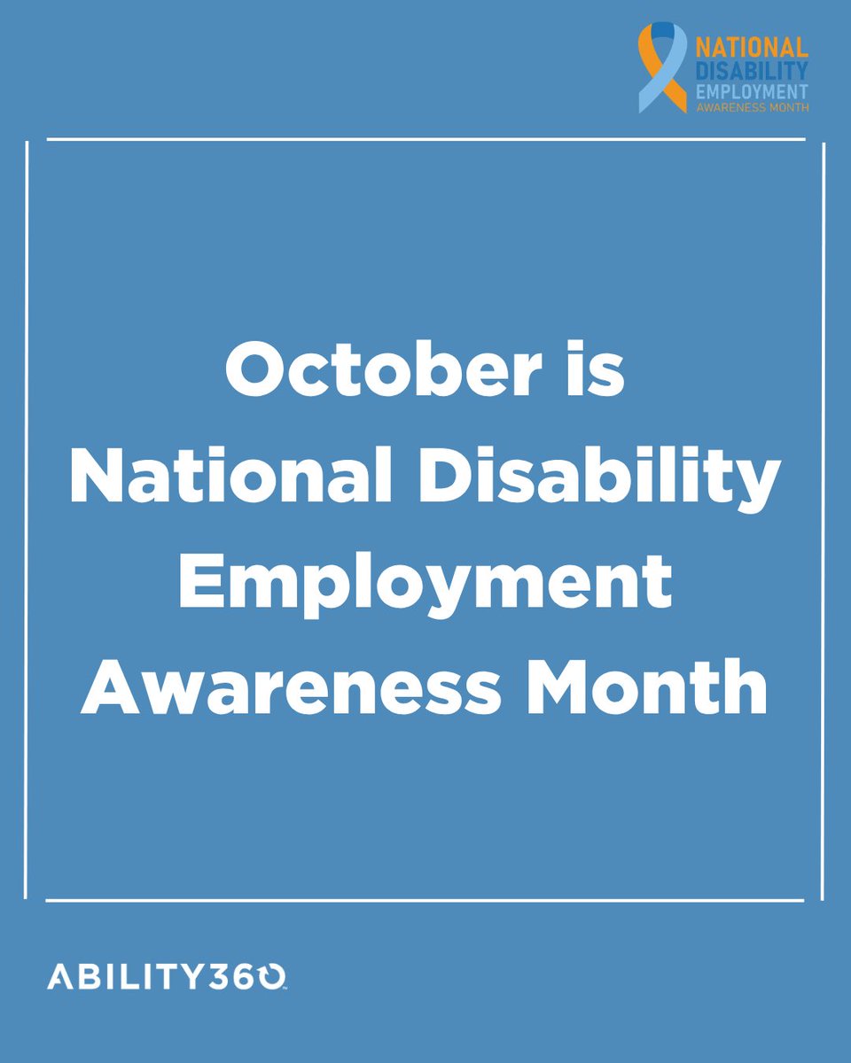 ability360's tweet photo. Ability360 is proud to recognize October as National Disability Employment Awareness Month!

Interested in working? Learn how you can get started with Ticket to Work by reading the blog at https://t.co/Jvzp7CMRVe. https://t.co/eciwpSPsoK