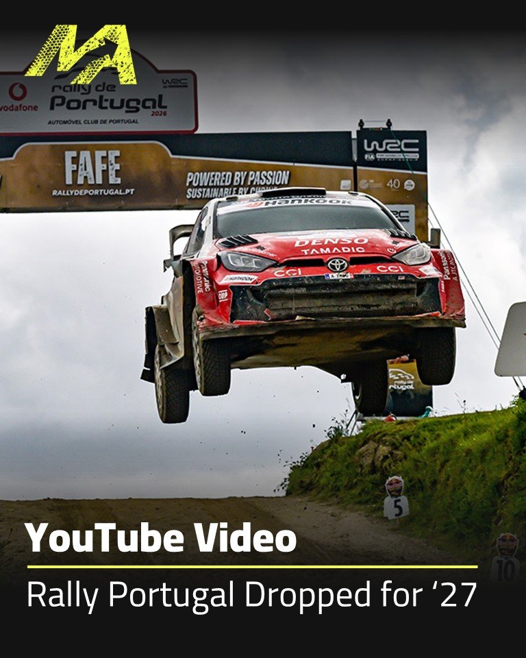 MaximumAttackDT's tweet photo. Rally Portugal has been dropped from the 2027 WRC calendar. Should some events be so sacred that they always have a spot? Link in thread ⬇️⬇️⬇️ #MaximumAttack #WRC #RallyPortugal #WRC27 #YouTube https://t.co/dFxyuf0nqS