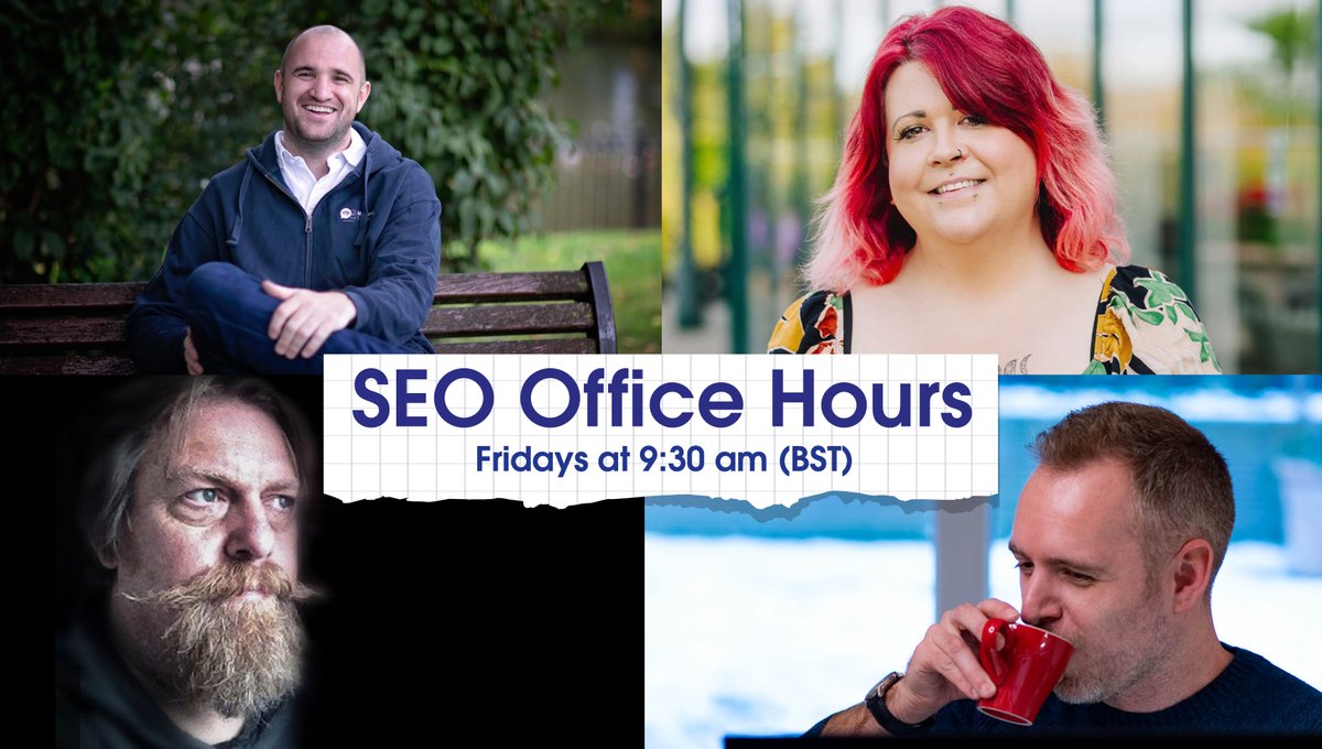 Good_Signals's tweet photo. TOMORROW LIVE! We’ve got ⭐️ Gareth Hoyle and ⭐️ Lianne Jones for SEO Office Hours, alongside Simon Cox and Michael Chidzey, this Friday at 9:30 am (BST). To join live, head over to our website to get the invites added to your calendar 📅. Everyone’s welcome ❤️ https://t.co/QM9FegMrqz