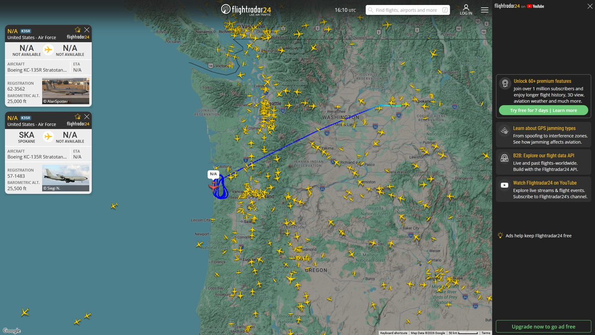 AIYeyENGDdJkjTr's tweet photo. Oct. 2, 2026
#Fairchild Air Force Base ==>
#NoCALLSIGN #AE0267 USAF KC-135R Stratotanker
#NoCALLSIGN #AE066C USAF KC-135R Stratotanker https://t.co/EW6dOTw4rq