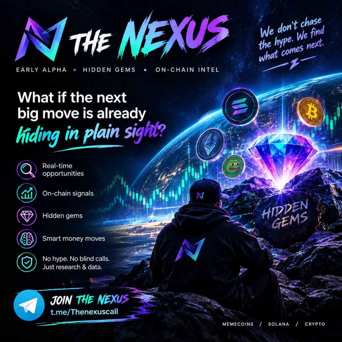 Thenexuscall's tweet photo. 👀 What if the next big move is already hiding in plain sight? 🧬
One signal. One discovery. One step ahead. ⚡
💎 Don't just watch the market. Explore it with THE NEXUS.
🚀 https://t.co/zIrlIBtzXg 
#Crypto #Solana #HiddenGems https://t.co/P3d60NDH6Z