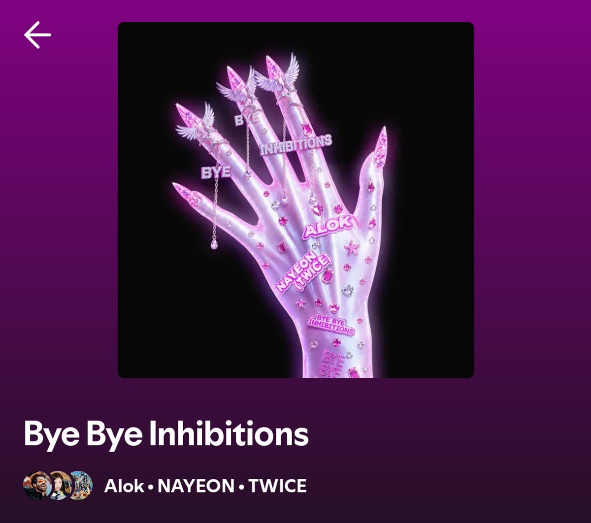 OLTSupport's tweet photo. 🚨 "Bye Bye Inhibitions" is credited to the profiles of Alok, TWICE &amp; NAYEON on streaming platforms.

Playlist: https://t.co/Azjg4fHdQF https://t.co/fpioZ81pjH