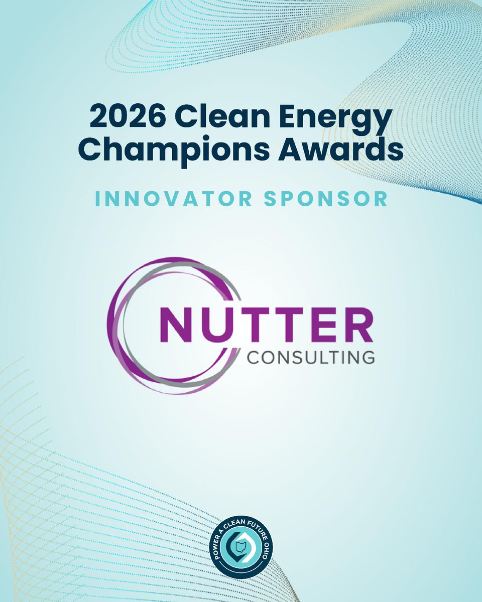 PoweraCleanOH's tweet photo. A special thank you to Nutter Consulting for being an Innovator Sponsor for next week’s Clean Energy Champions Awards! We are grateful for your support, and for all of the technical assistance your team provides for PCFO Communities. https://t.co/cAcmTt2QFw