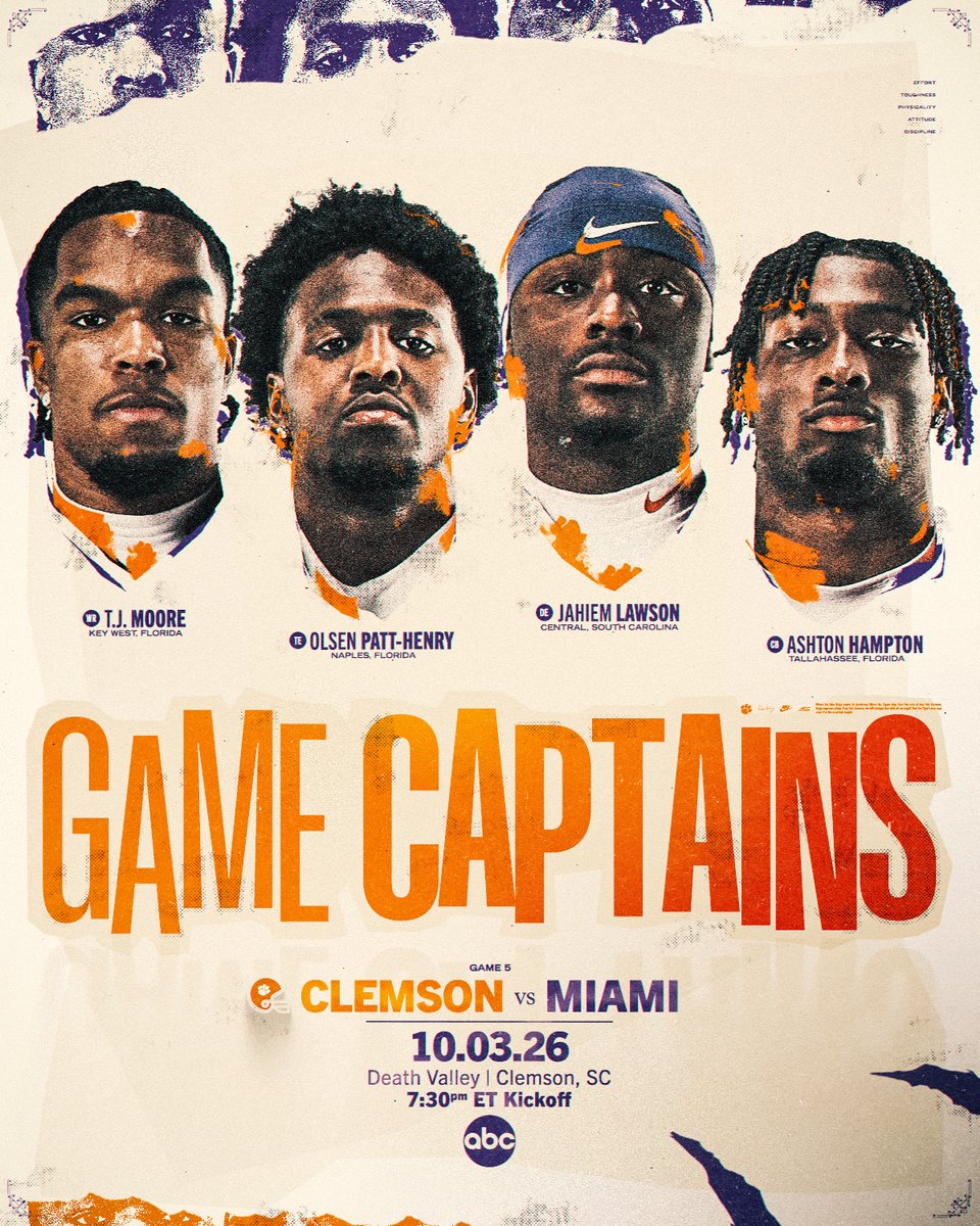 ClemsonFB's tweet photo. Lead the way 🐅 https://t.co/Ih8qOHNTh6