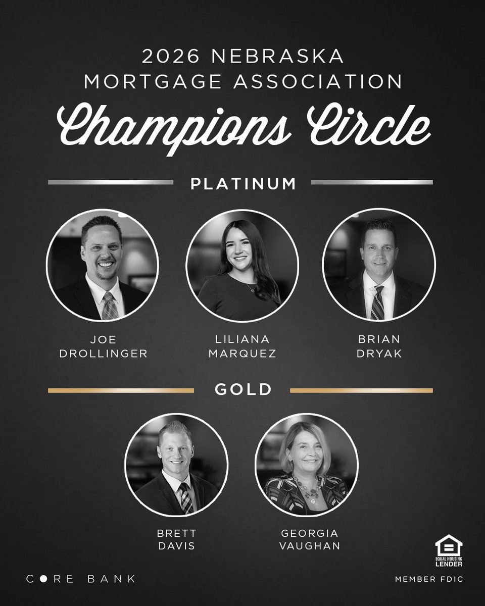 corebank's tweet photo. Congratulations to Joe, Lili, Brian, Brett, and Georgia! 🎉 Always working hard to make the dream of homeownership a reality. #Mortgage #MortgageLender #Omaha #Nebraska https://t.co/3Y4IWbLCrl
