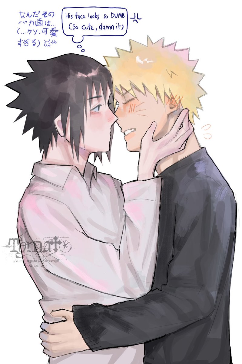 Tomatois_Red's tweet photo. #narusasu 

He is SO NERVOUS because this kiss isn't an accident anymore🤭 https://t.co/ROr9OZ2Ziu