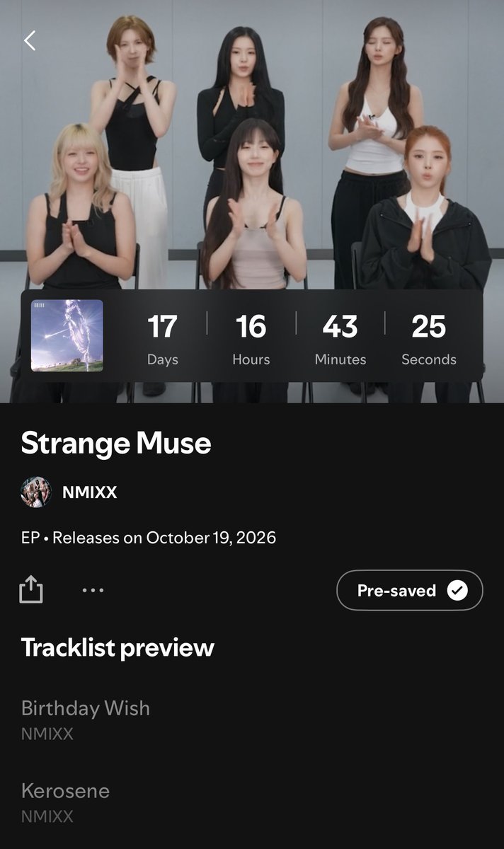 nmixxpics_'s tweet photo. OMG WHEN YOU PRESAVE “STRANGE MUSE” ON SPOTIFY, IT GIVES YOU A 15 SECOND SNIPPET OF EACH TRACK😭😭 HELLO?!??

⬇️⬇️⬇️⬇️
[ https://t.co/OQuCMu0abB ] https://t.co/b3hZtUmK3e