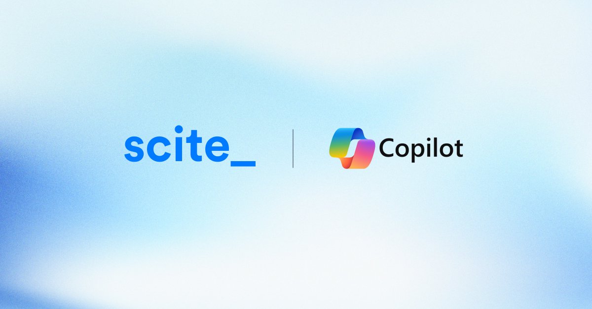 scite's tweet photo. Scite is now available in Microsoft Copilot. 

Verify claims and check the literature as you work. Microsoft’s new plugin registry is rolling out across supported Copilot experiences in Word, PowerPoint, Excel, and more. https://t.co/e3kdZ8wejr