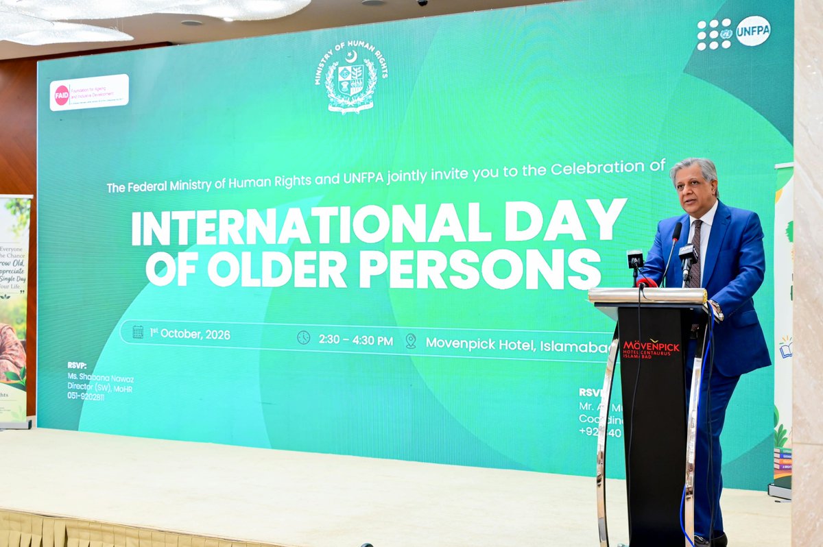 mohrpakistan's tweet photo. MoHR in collaboration with @UNFPAPakistan, celebrated the International Day of Older Persons in Islamabad, highlighting the importance of protecting the rights, dignity and well-being of older persons
Speaking on the occasion, Chief Guest Federal Minister for Human Rights https://t.co/45ATRCk45A