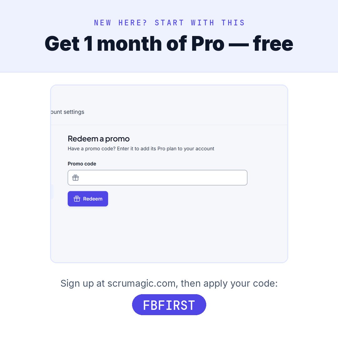 BePMPro1's tweet photo. Practice real Scrum ceremonies solo — AI plays the other 5 roles. Pick PO, Scrum Master, or Dev Team and run a full sprint, planning to retro.

🎁 Code XFIRST = 1 month of Pro free.
👉 https://t.co/xqNhaE5o3p
#Scrum #Agile #ProductOwner https://t.co/RdEKOzN1wg