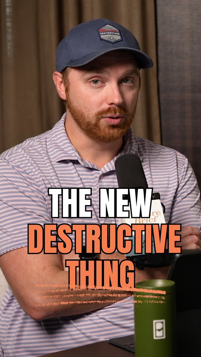 A man wearing a 'TRAVISMATHEW' cap speaks into a microphone in a YouTube thumbnail, with text reading 'THE NEW DESTRUCTIVE THING'.