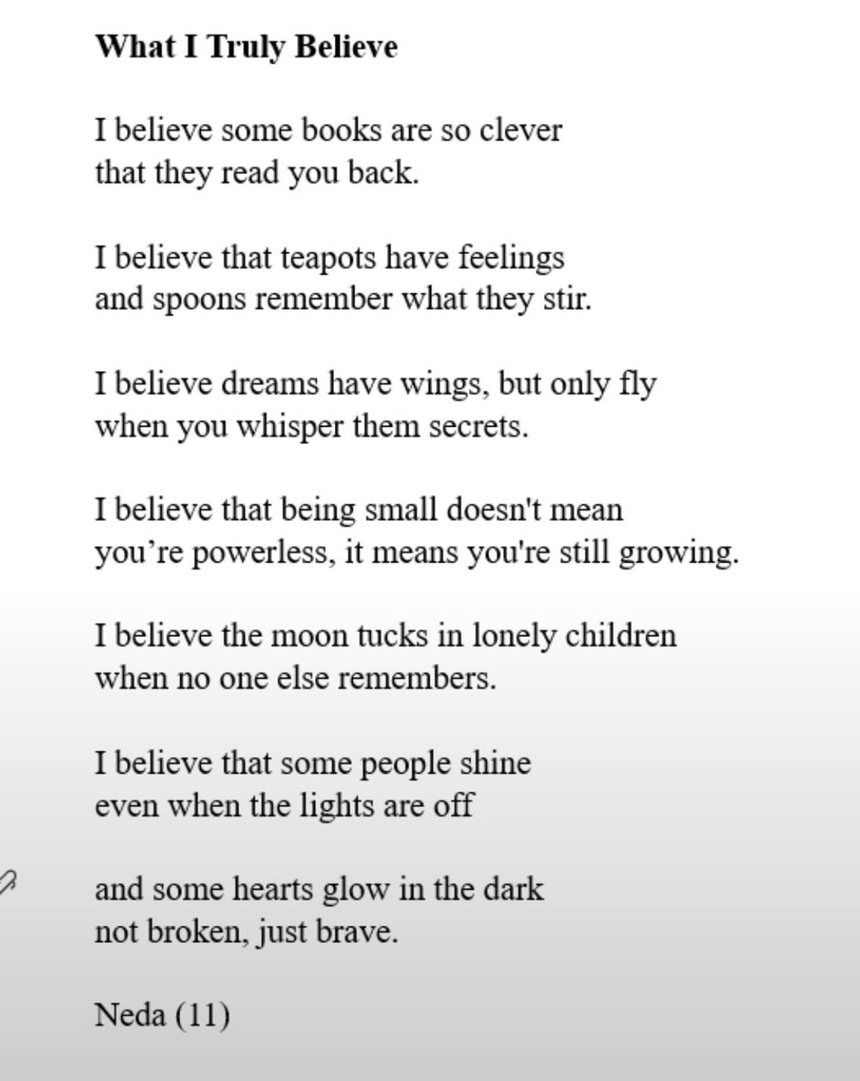 KateClanchy1's tweet photo. For #NationalPoetryDay, a poem by an 11 year old girl  from Afghanistan https://t.co/TX0EiVSWYk
