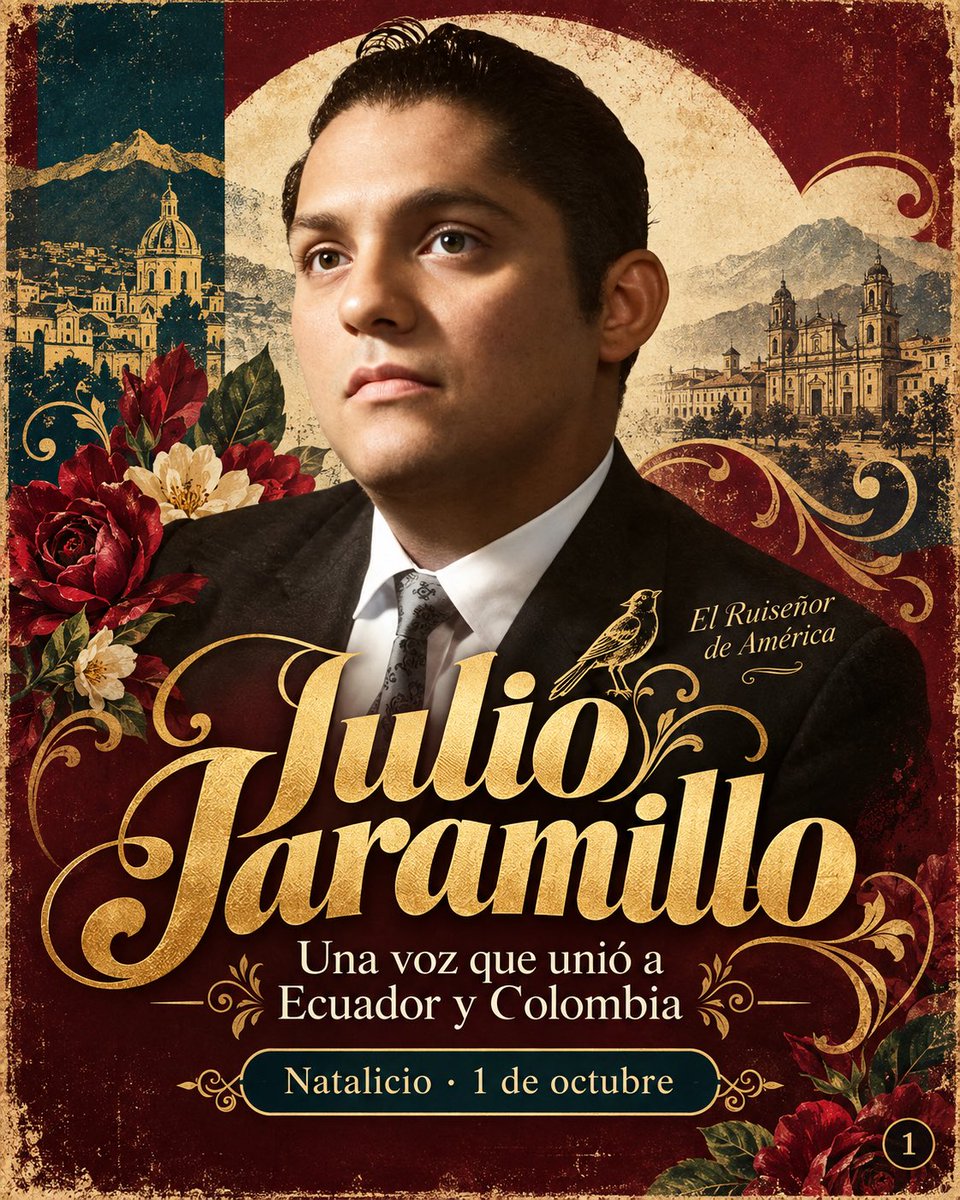 EmbajadaEcuCOL's tweet photo. Hoy recordamos a Julio Jaramillo, el Ruiseñor de América, a 91 años de su nacimiento.

Su historia también quedó ligada a Colombia, donde su música conquistó generaciones y Medellín fue parte de su camino artístico.
#JulioJaramillo #ElRuiseñorDeAmerica https://t.co/XkIB4V9uwu
